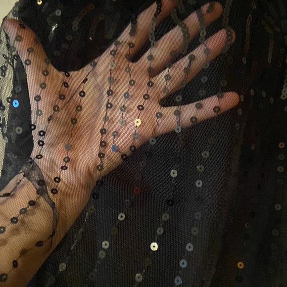 Classic black dress with sequins overlay - Picture 3 of 3